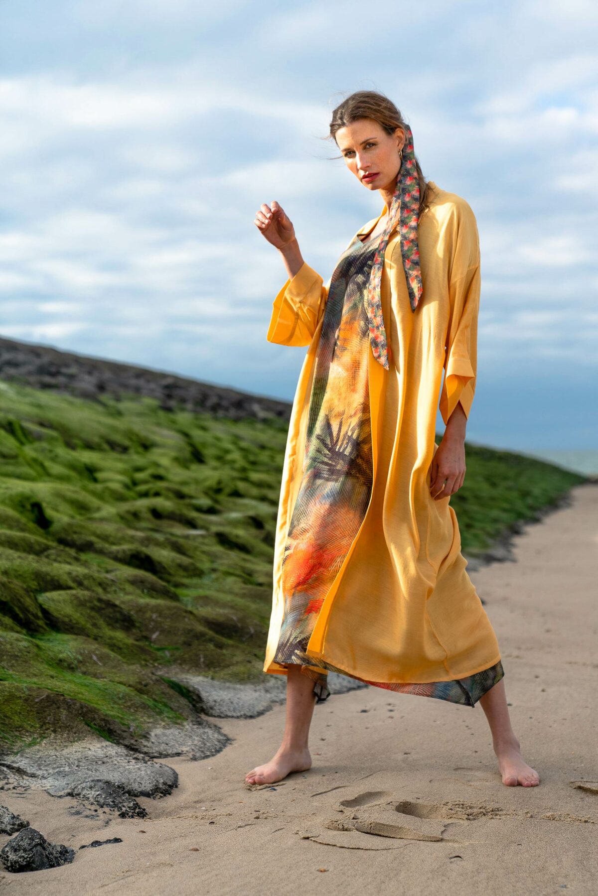woman with yellow kimono