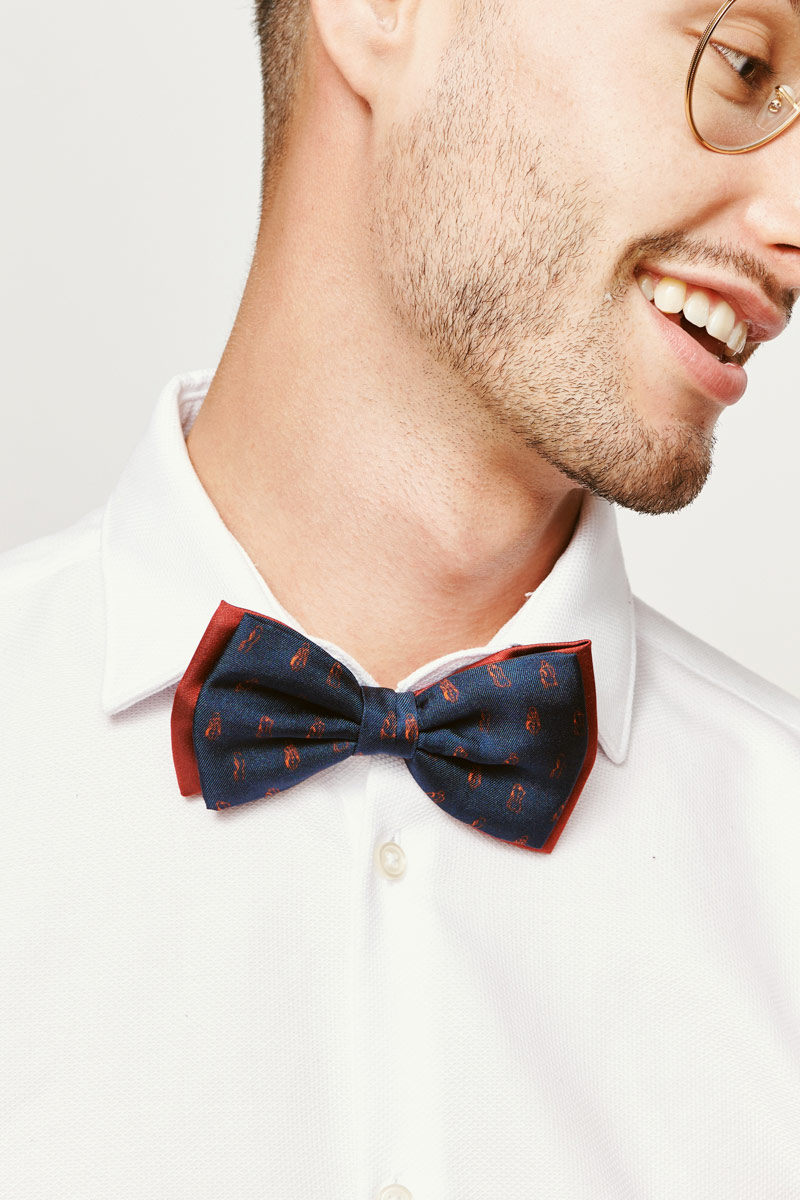 red and marine blue bowtie for men