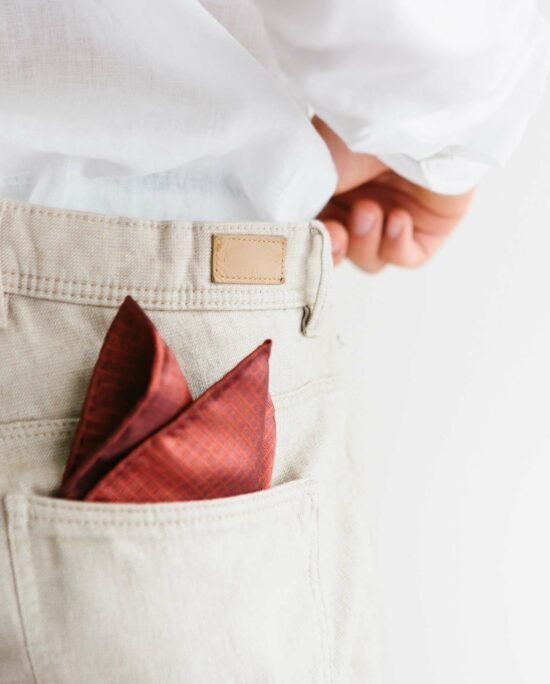 woven pocket square in rusty red for men