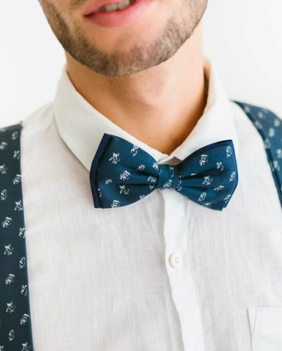 marine blue bowtie for men